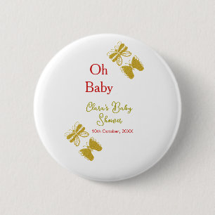 Goldene Schmetterling Rote Babydusche - Baby moder Button