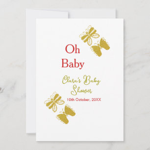 Goldene Schmetterling Rote Babydusche - Baby moder Feiertagskarte