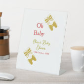 Goldene Schmetterling Rote Babydusche - Baby moder Sockelschild (In SItu)