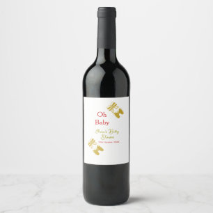 Goldene Schmetterling Rote Babydusche - Baby moder Weinetikett