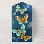 Goldene Schmetterlinge All In One Einladung (Außenbereich)