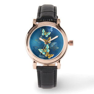 Goldene Schmetterlinge Armbanduhr