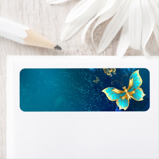 Goldene Schmetterlinge auf blauem Hintergrund (Insitu)