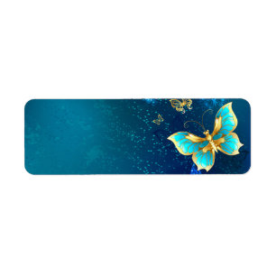 Goldene Schmetterlinge auf blauem Hintergrund