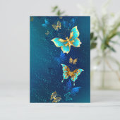 Goldene Schmetterlinge auf blauem Hintergrund Ankündigung (Stehend Vorderseite)