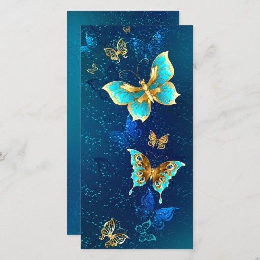 Goldene Schmetterlinge auf blauem Hintergrund Ankündigung (Vorne/Hinten)
