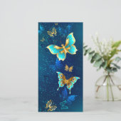 Goldene Schmetterlinge auf blauem Hintergrund Ankündigung (Stehend Vorderseite)