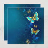 Goldene Schmetterlinge auf blauem Hintergrund Ankündigung (Vorne/Hinten)