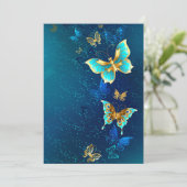 Goldene Schmetterlinge auf blauem Hintergrund Ankündigung (Stehend Vorderseite)