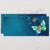 Goldene Schmetterlinge auf blauem Hintergrund Ankündigung (Vorne/Hinten)