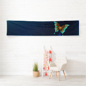 Goldene Schmetterlinge auf blauem Hintergrund Banner (Insitu)