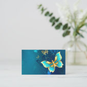 Goldene Schmetterlinge auf blauem Hintergrund Begleitkarte (Stehend Vorderseite)
