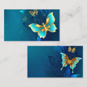 Goldene Schmetterlinge auf blauem Hintergrund Begleitkarte (Vorne/Hinten)