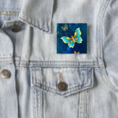Goldene Schmetterlinge auf blauem Hintergrund Button (Beispiel)