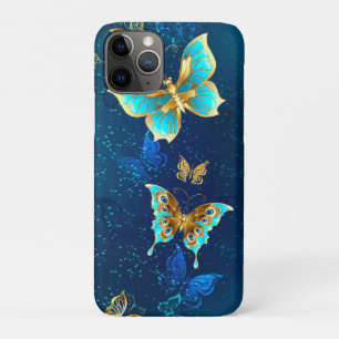 Goldene Schmetterlinge auf blauem Hintergrund Case-Mate iPhone Hülle