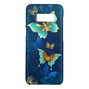 Goldene Schmetterlinge auf blauem Hintergrund Case-Mate Samsung Galaxy S8 Hülle