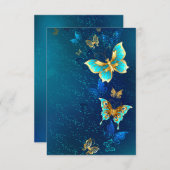 Goldene Schmetterlinge auf blauem Hintergrund Dankeskarte (Vorne/Hinten)