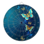 Goldene Schmetterlinge auf blauem Hintergrund Dartscheibe (vorne)