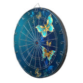 Goldene Schmetterlinge auf blauem Hintergrund Dartscheibe (Vorderseite rechts)