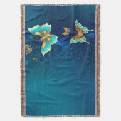 Goldene Schmetterlinge auf blauem Hintergrund Decke (Vorderseite Vertikal)