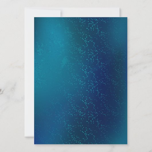 Goldene Schmetterlinge auf blauem Hintergrund Einladung (Rückseite)