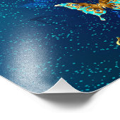Goldene Schmetterlinge auf blauem Hintergrund Fotodruck (Ecke)