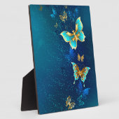 Goldene Schmetterlinge auf blauem Hintergrund Fotoplatte (Seite)