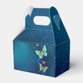 Goldene Schmetterlinge auf blauem Hintergrund Geschenkschachtel (Rückseite)