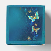 Goldene Schmetterlinge auf blauem Hintergrund Geschenkschachtel (Oben)
