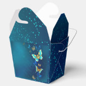 Goldene Schmetterlinge auf blauem Hintergrund Geschenkschachtel (Geöffnet)