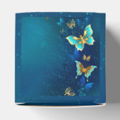 Goldene Schmetterlinge auf blauem Hintergrund Geschenkschachtel (Oben)