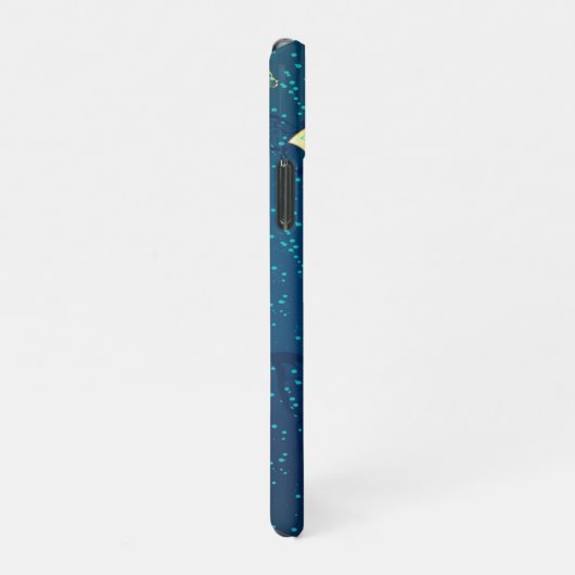 Goldene Schmetterlinge auf blauem Hintergrund iPhone Hülle (Rechte Seite)