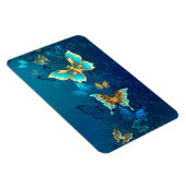 Goldene Schmetterlinge auf blauem Hintergrund Magnet (Rechte Seite)