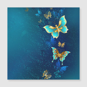 Goldene Schmetterlinge auf blauem Hintergrund Magneteinladung