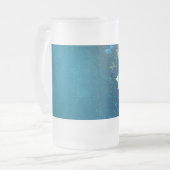 Goldene Schmetterlinge auf blauem Hintergrund Mattglas Bierglas (Vorderseite Links)