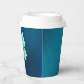 Goldene Schmetterlinge auf blauem Hintergrund Pappbecher (Rechts)