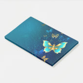 Goldene Schmetterlinge auf blauem Hintergrund Post-it Klebezettel (angewinkelt)