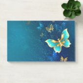 Goldene Schmetterlinge auf blauem Hintergrund Post-it Klebezettel (Büro)
