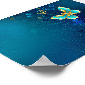 Goldene Schmetterlinge auf blauem Hintergrund Poster (Ecke)