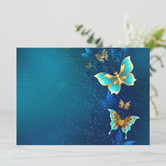 Goldene Schmetterlinge auf blauem Hintergrund Programm (Stehend Vorderseite)