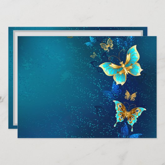 Goldene Schmetterlinge auf blauem Hintergrund Programm (Vorne/Hinten)