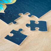 Goldene Schmetterlinge auf blauem Hintergrund Puzzle (Seite)