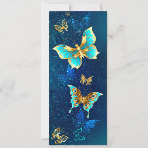 Goldene Schmetterlinge auf blauem Hintergrund Save The Date