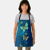 Goldene Schmetterlinge auf blauem Hintergrund Schürze (Insitu)