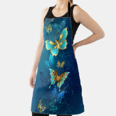 Goldene Schmetterlinge auf blauem Hintergrund Schürze (InSitu)