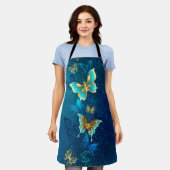 Goldene Schmetterlinge auf blauem Hintergrund Schürze (Getragen)