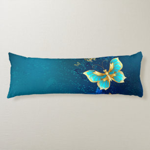 Goldene Schmetterlinge auf blauem Hintergrund Seitenschläferkissen