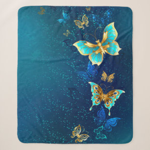 Goldene Schmetterlinge auf blauem Hintergrund Sherpadecke