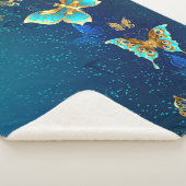Goldene Schmetterlinge auf blauem Hintergrund Sherpadecke (3/4)