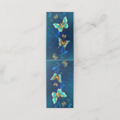 Goldene Schmetterlinge auf blauem Hintergrund Terminkarte (Außenseite Aufgefaltet)